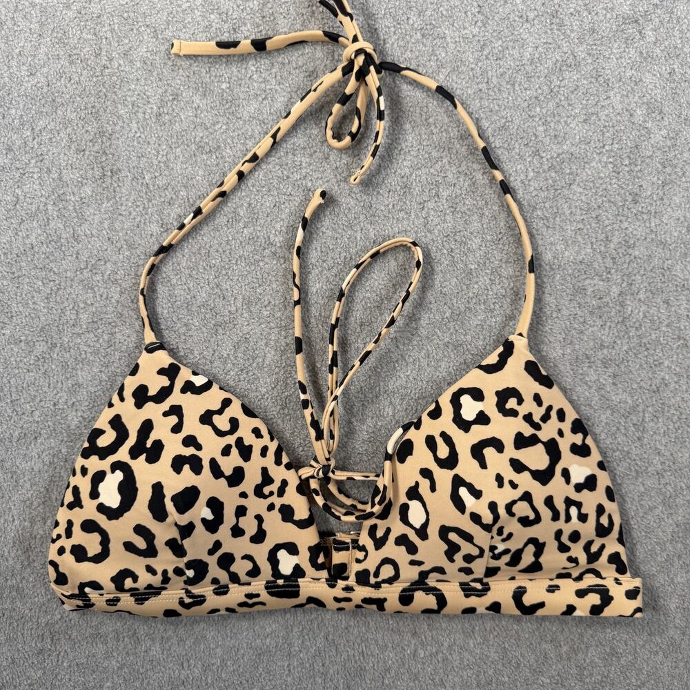 Hollister Women's Small Bikini Top Leopard Print Triangle Adjustable Tie Swim